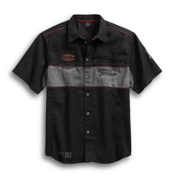 Harley-Davidson Other - Harley-Davidson Iron Block Shirt Men's 3XL Black Button Up Garage Mechanic Wings